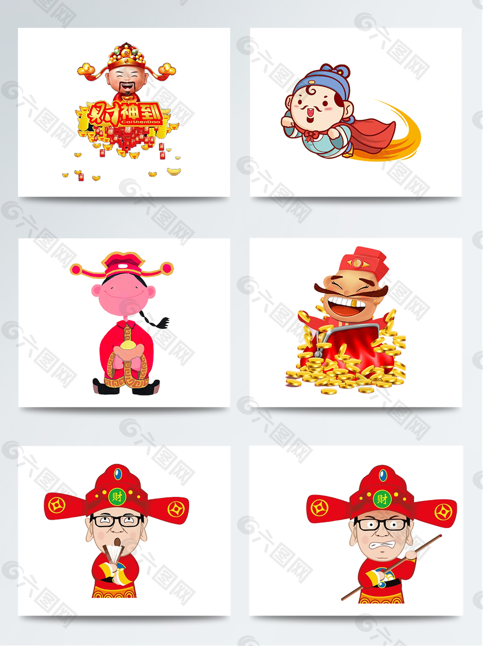 可愛卡通財(cái)神爺透明紅色喜氣素材