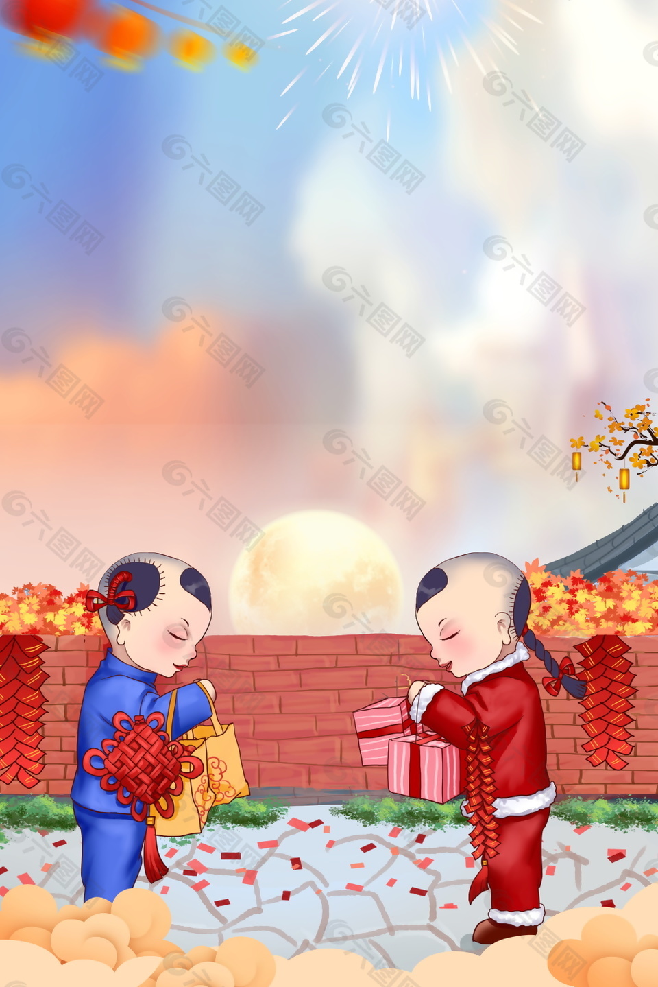 2018狗年春節(jié)拜年海報背景設(shè)計