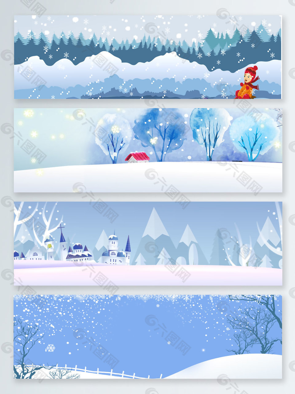 唯美冬季雪景山脈banner背景
