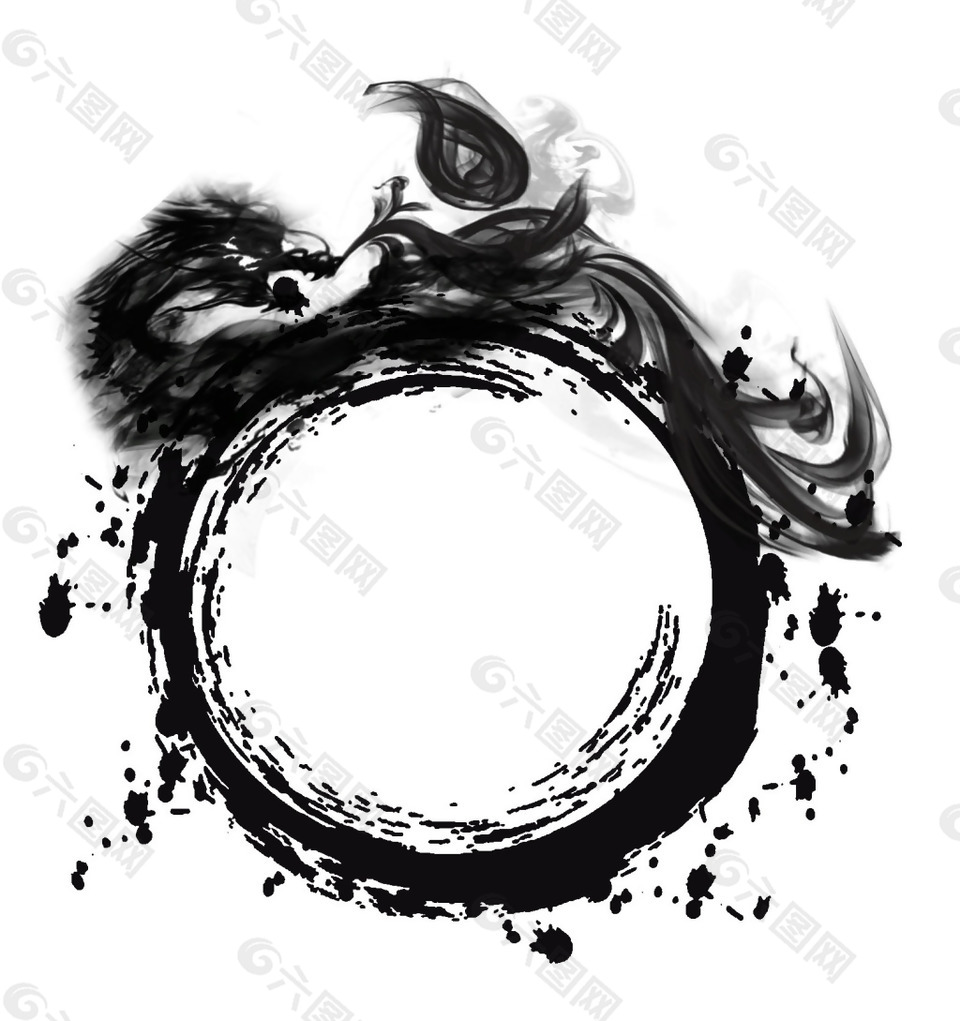 水墨龍鳳水墨元素