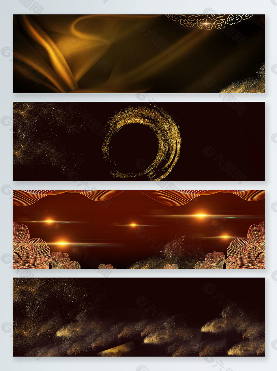 金色粒子黑金神秘大氣banner背景