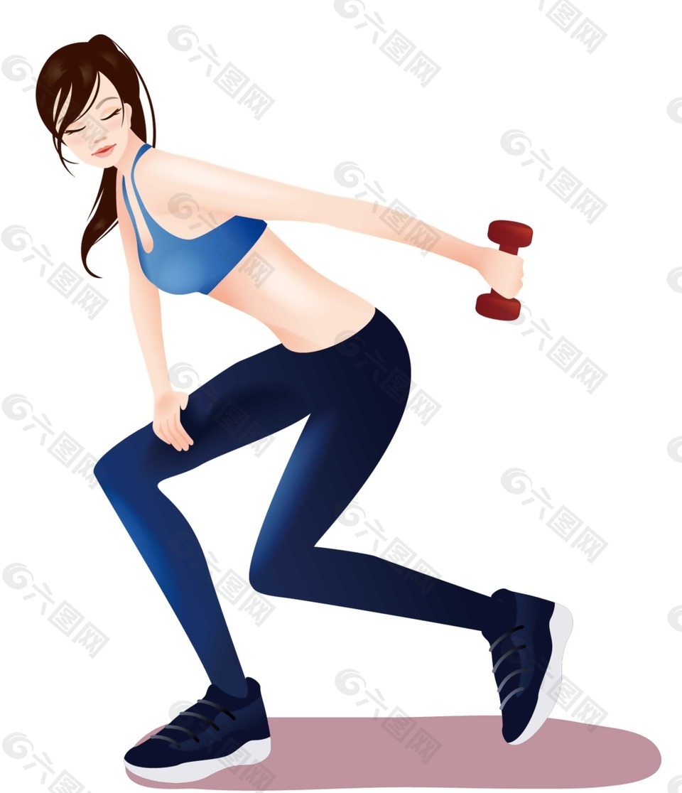 卡通健身美女png元素
