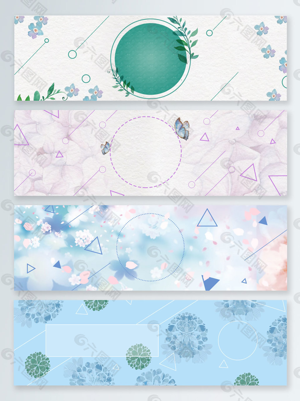 簡約幾何清新春天海報banner背景