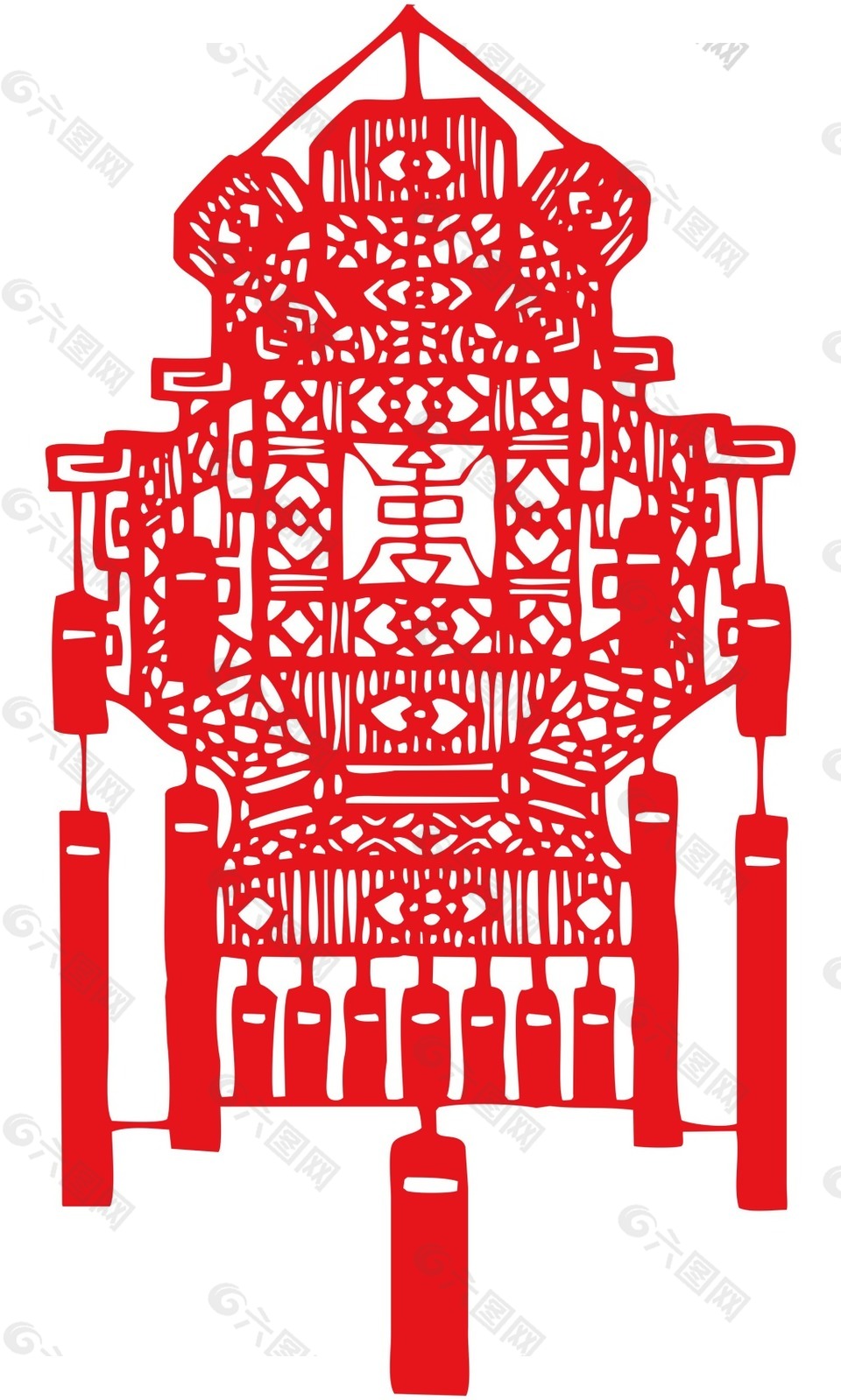紅色中國剪紙燈籠png元素
