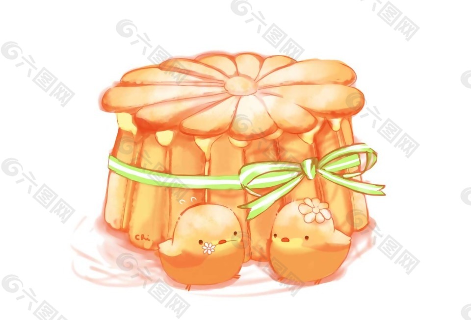 卡通黃色花朵小雞png元素