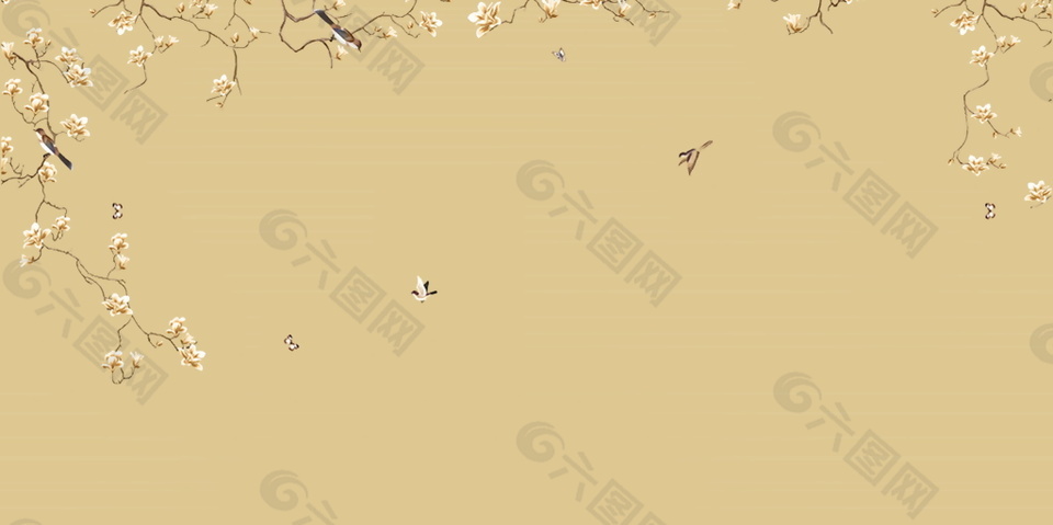 米色花枝背景設(shè)計