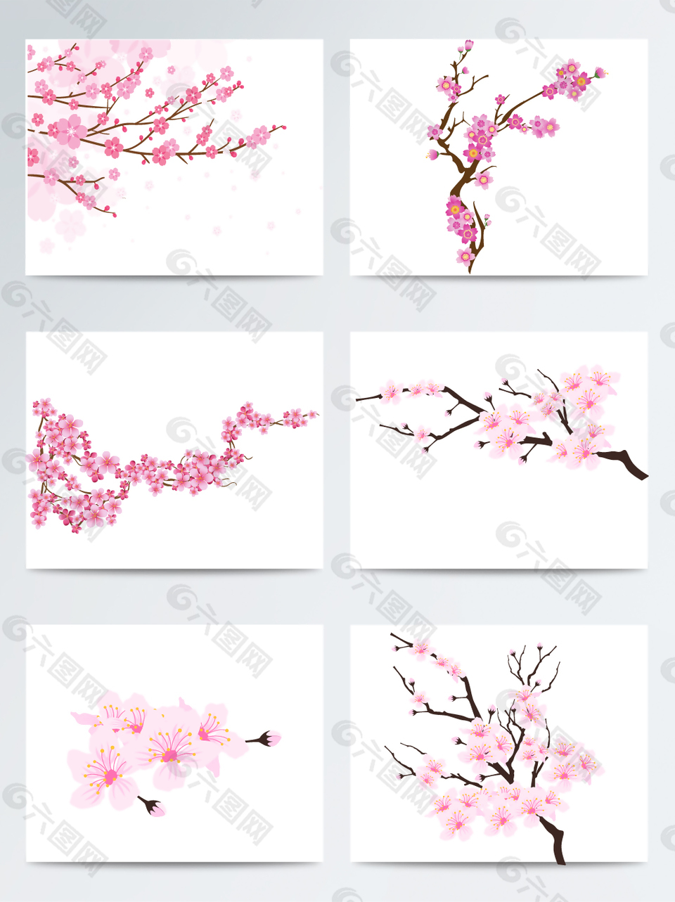 粉色唯美桃花扁平素材