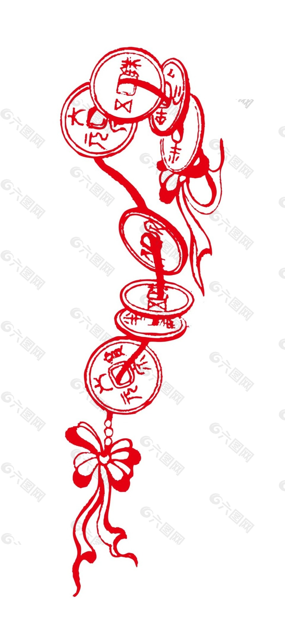 紅色銅錢(qián)掛飾png元素