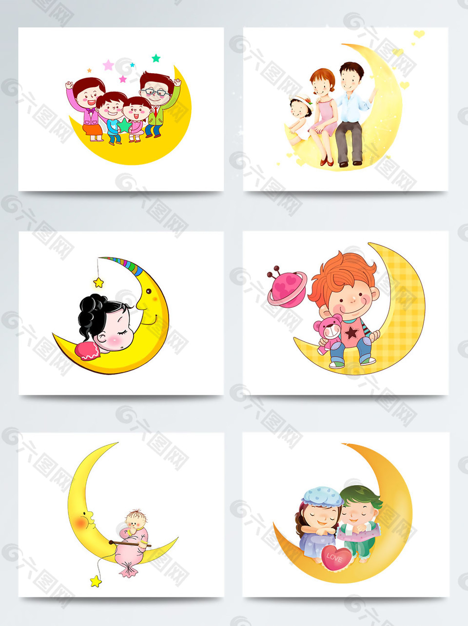 卡通月亮人物元素圖案