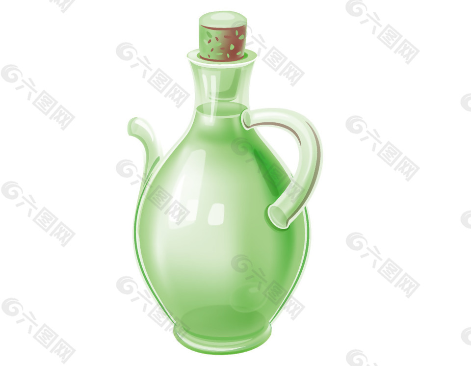 卡通綠色酒壺矢量元素