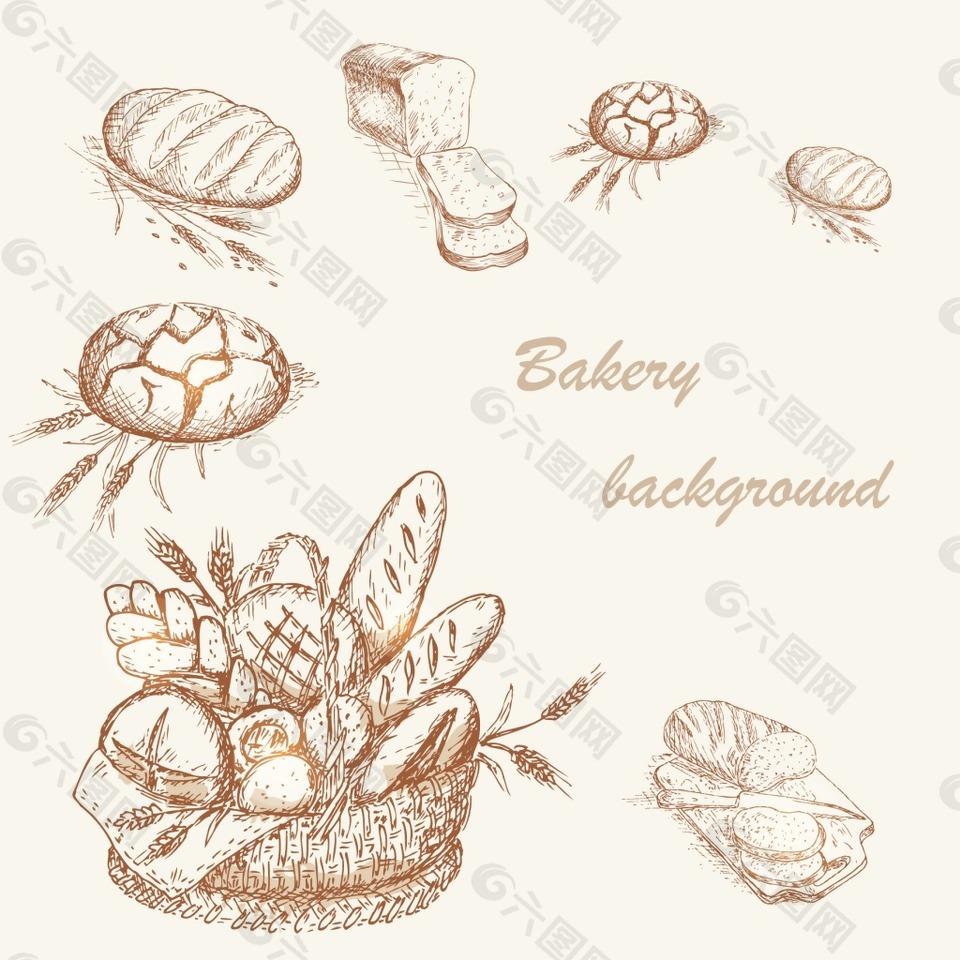 手繪烘焙面包插畫