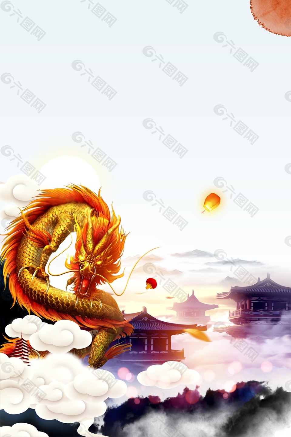 古典精致龍?zhí)ь^背景