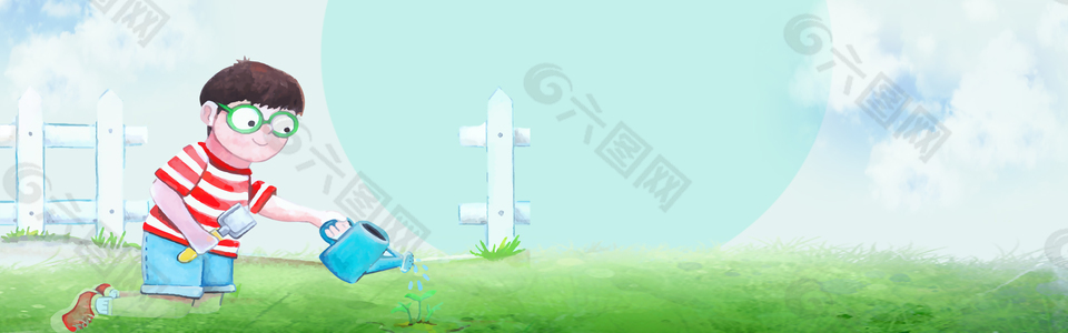 植樹節(jié)清新手繪Banner海報背景