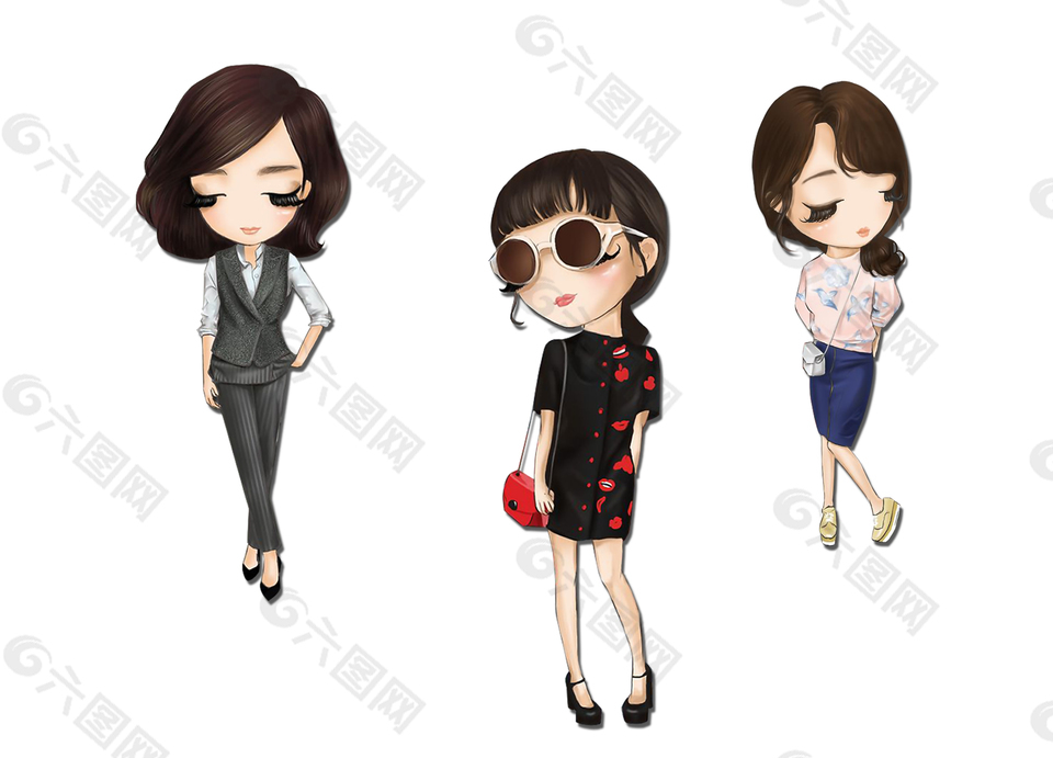 卡通女性形象png元素