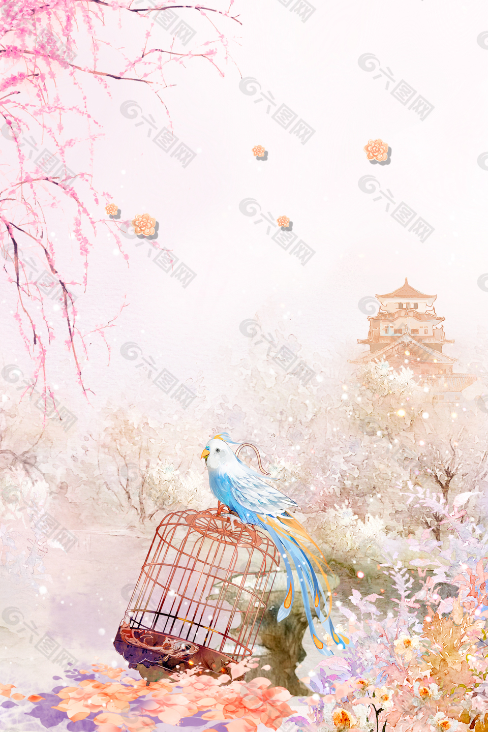 春暖花開背景海報(bào)
