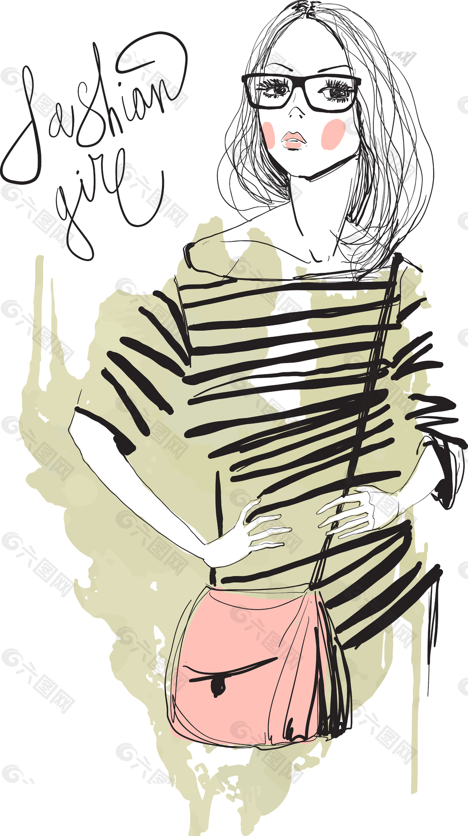 藝術手繪女性插畫