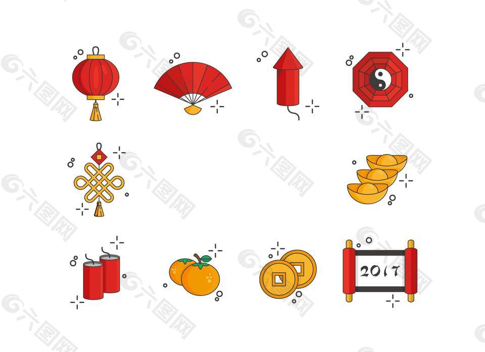 卡通中式春節(jié)素材png元素