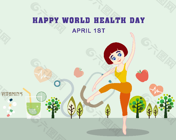 清新溫婉舞蹈少女裝飾元素