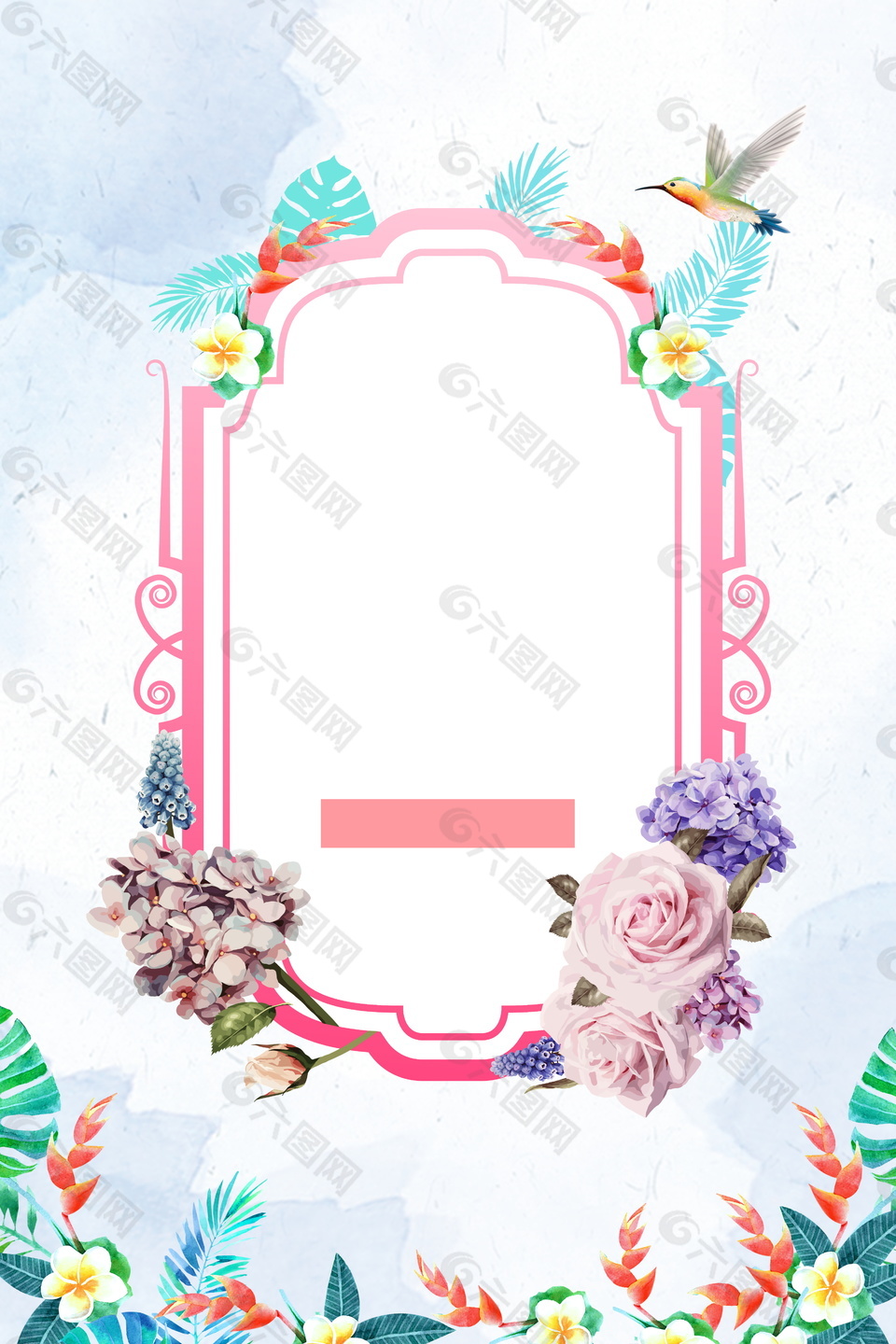 邂逅初春海報邊框背景設計