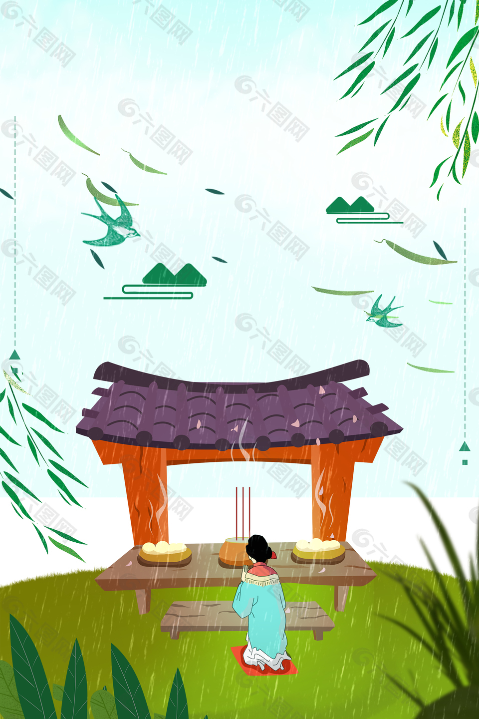 簡約中國二十四節(jié)氣清明PSD素材