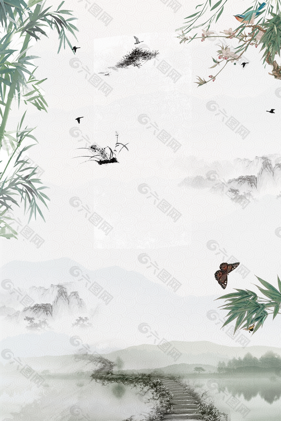 簡(jiǎn)約中國(guó)二十四節(jié)氣清明海報(bào)背景