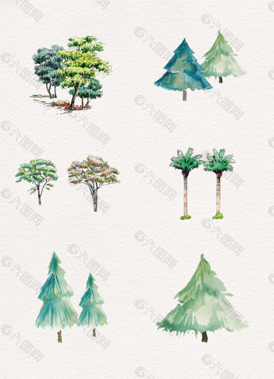 水彩清新樹木植物