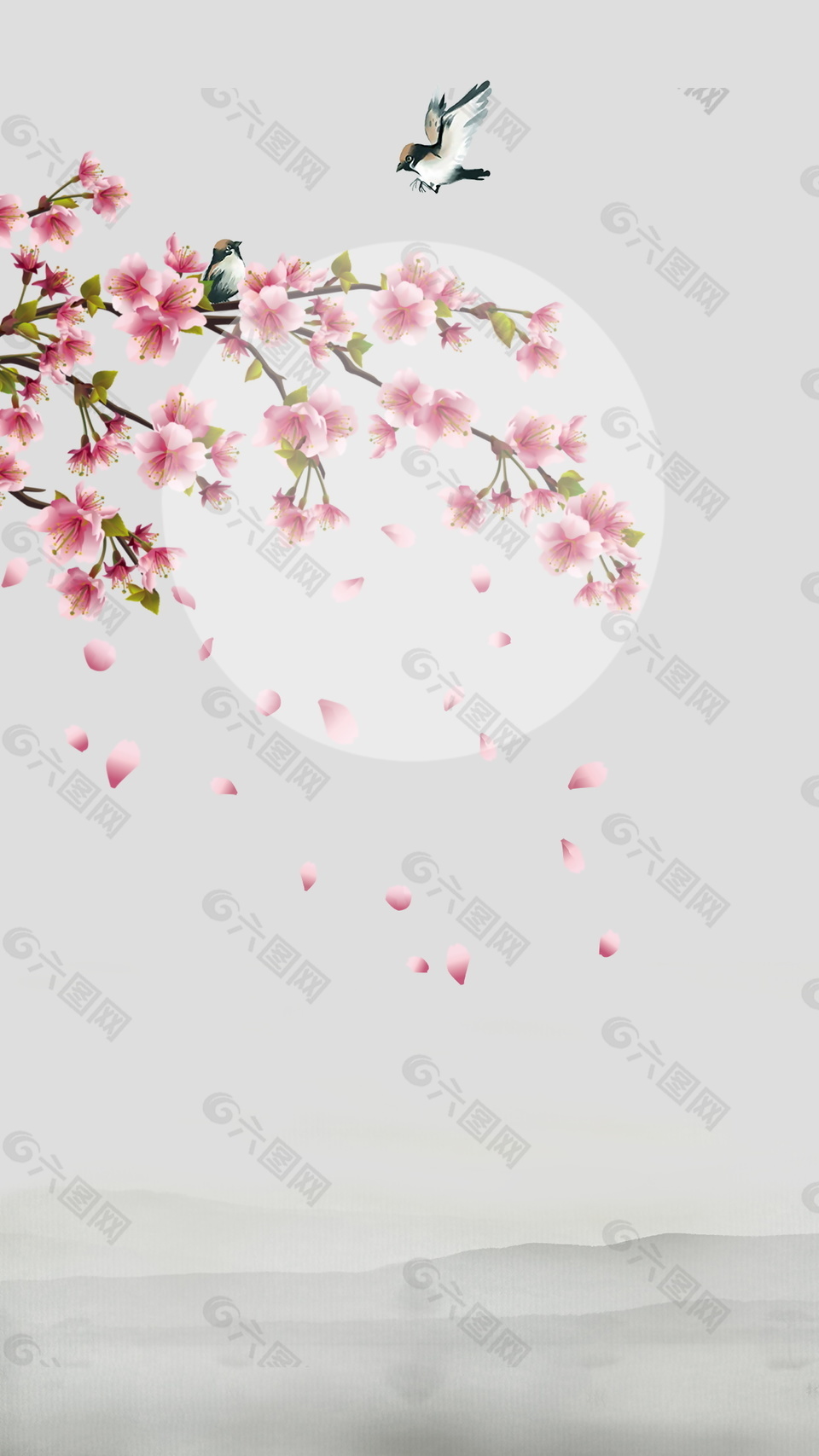 唯美落花海报背景设计