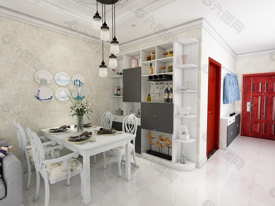 現代簡約餐廳效果圖