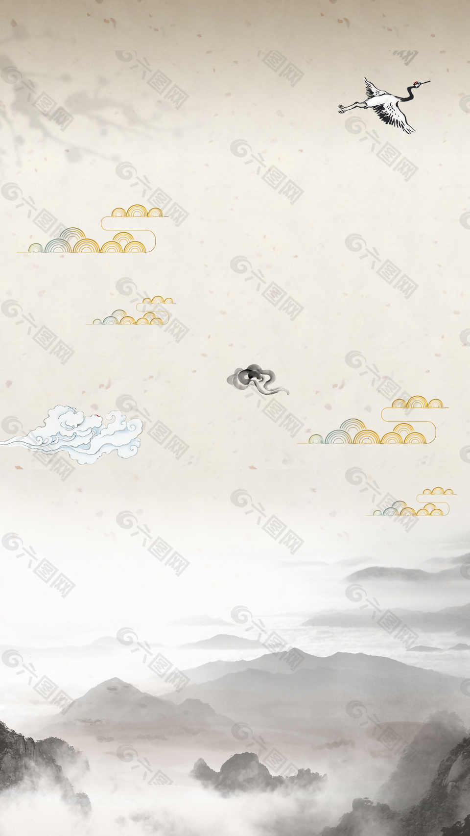 簡(jiǎn)約水墨山水PS源文件背景