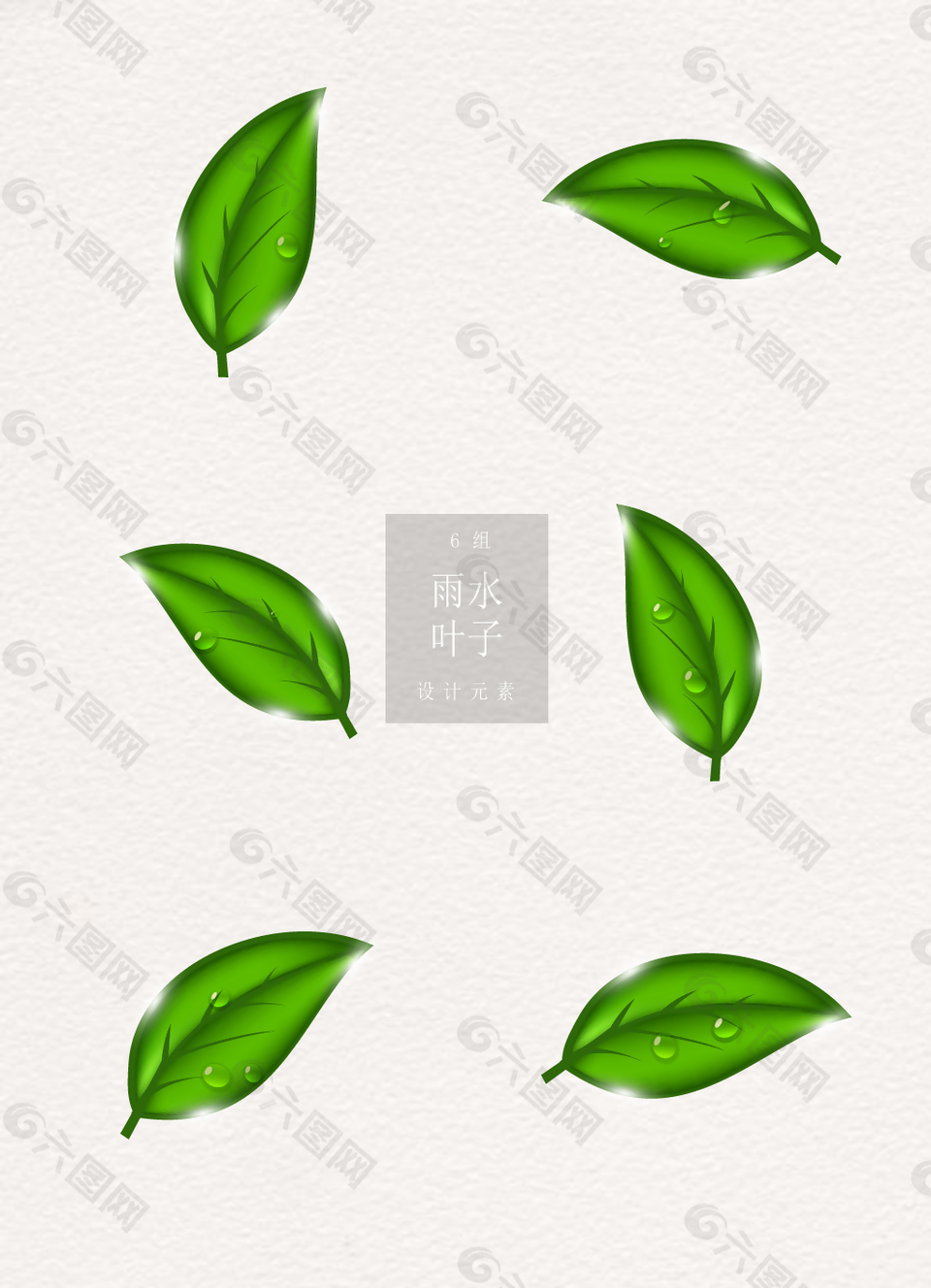 綠色葉子寫實(shí)雨滴ai矢量雨水葉子素材