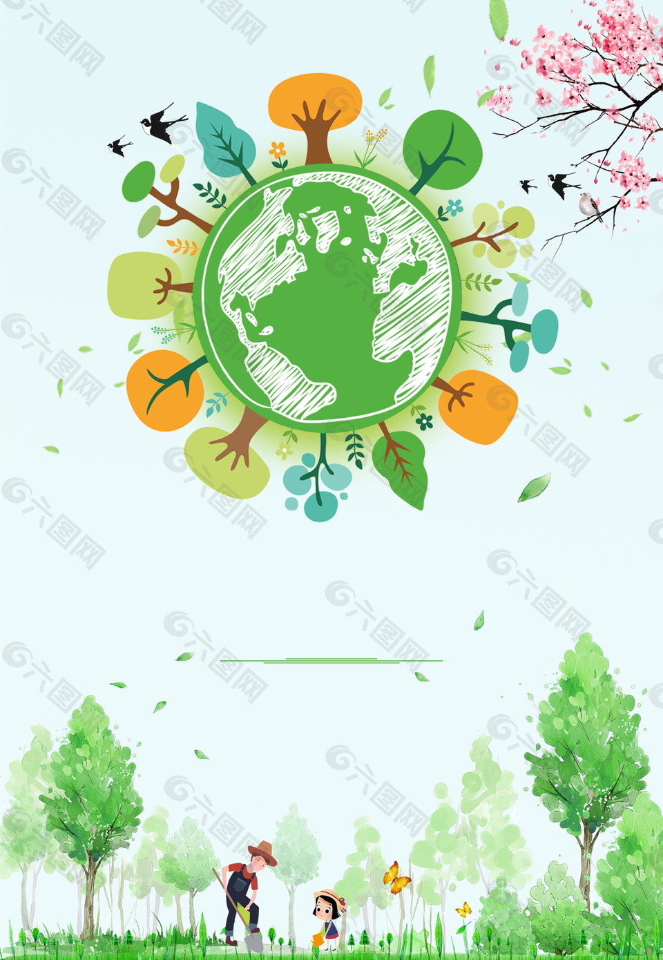 抽象世界地球日綠色地球海報背景設(shè)計