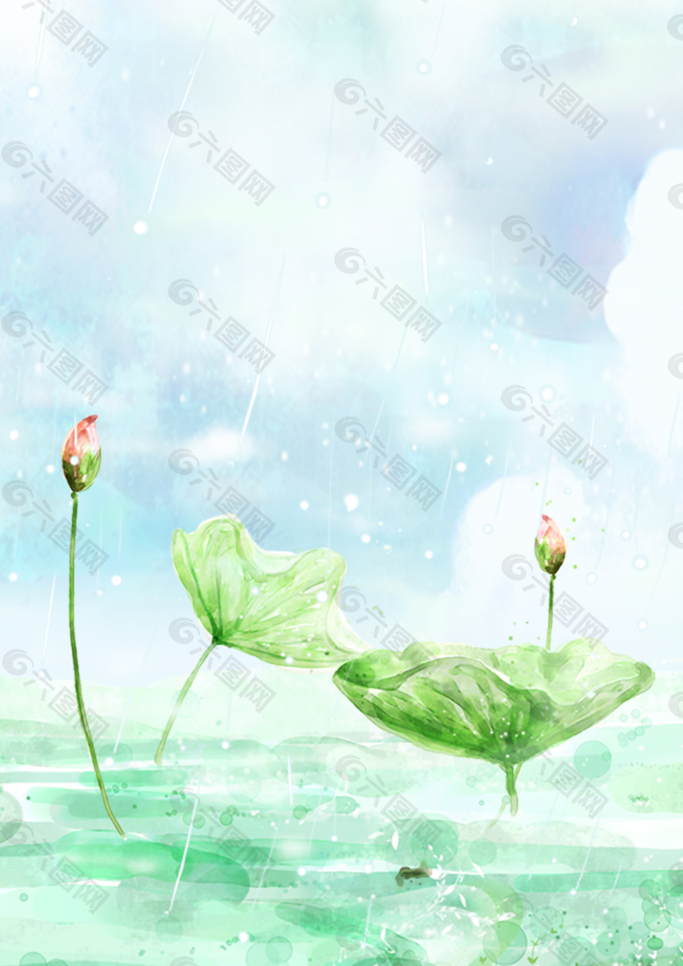 手繪荷花立夏海報(bào)背景