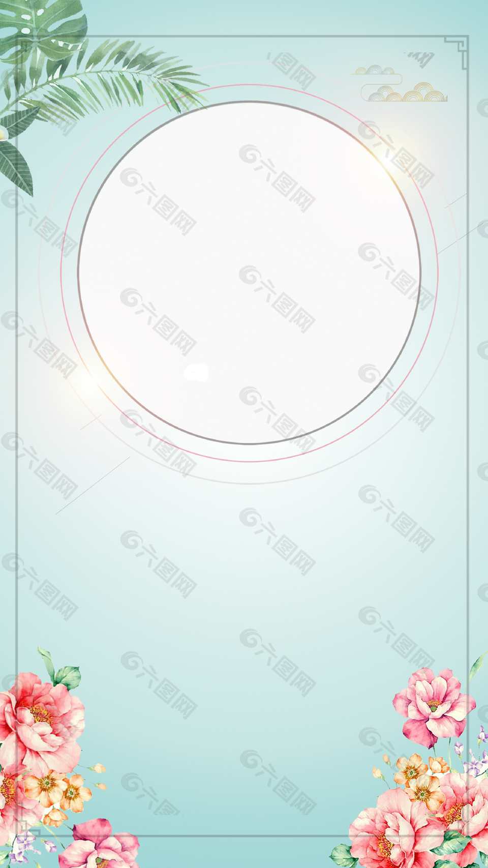 綠色小清新手繪上新背景