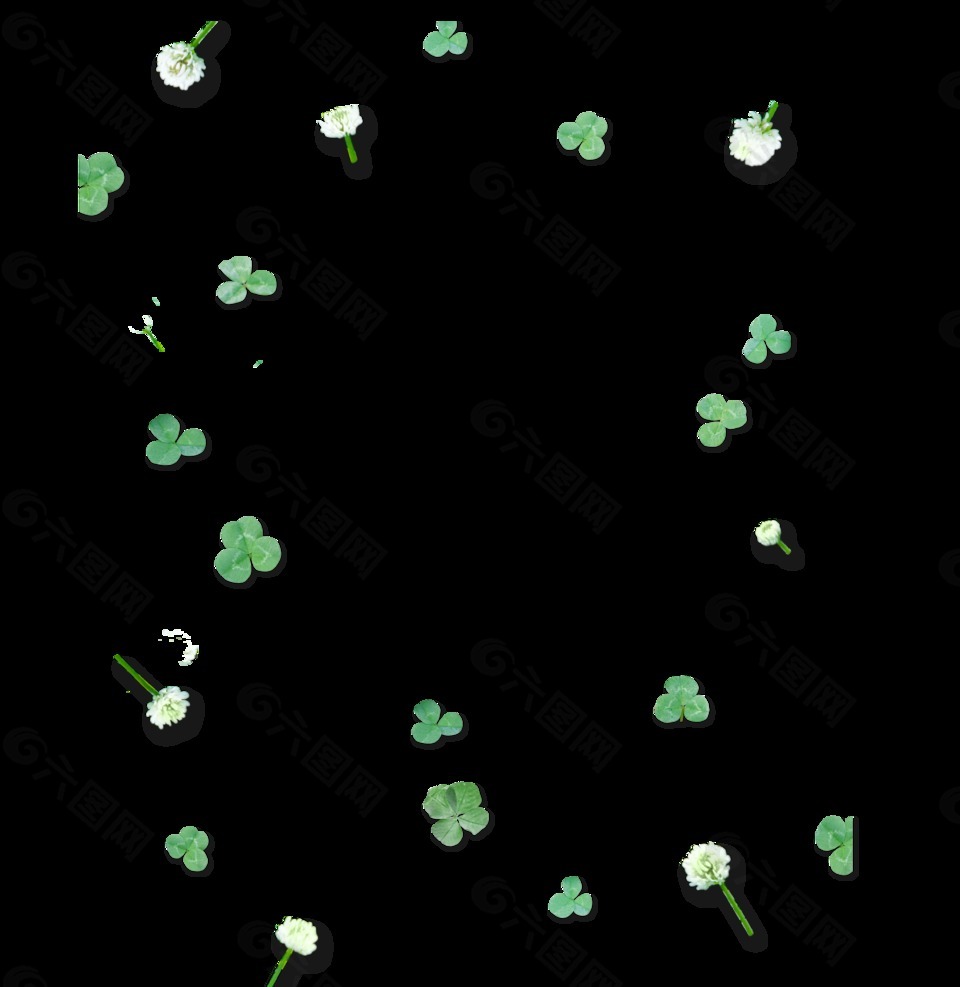 綠色可愛四葉草漂浮素材