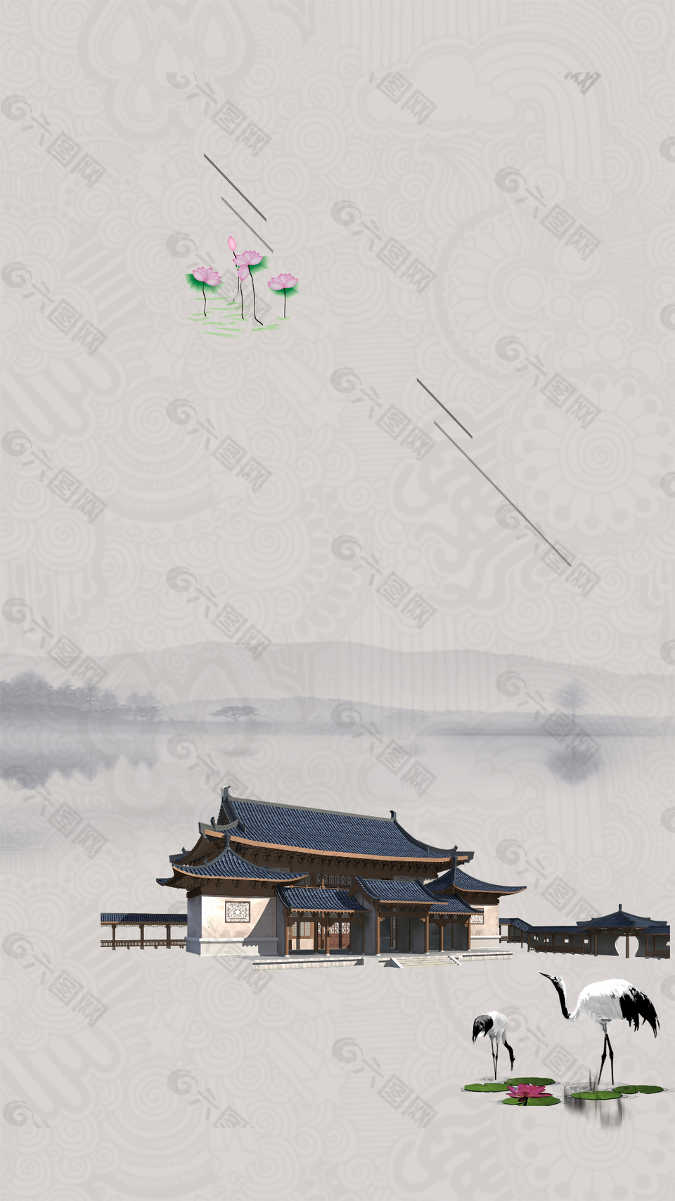 中國風地產促銷仿古建筑背景