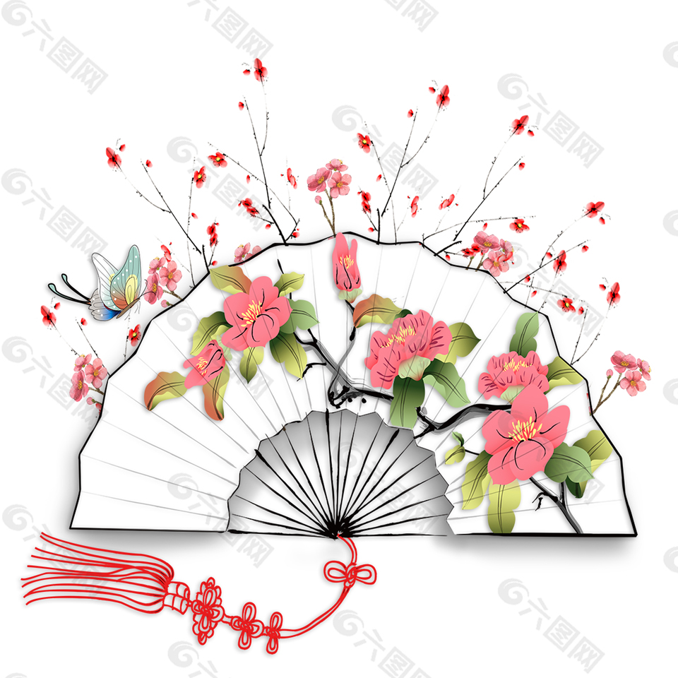 中國(guó)風(fēng)扇子桃花素材