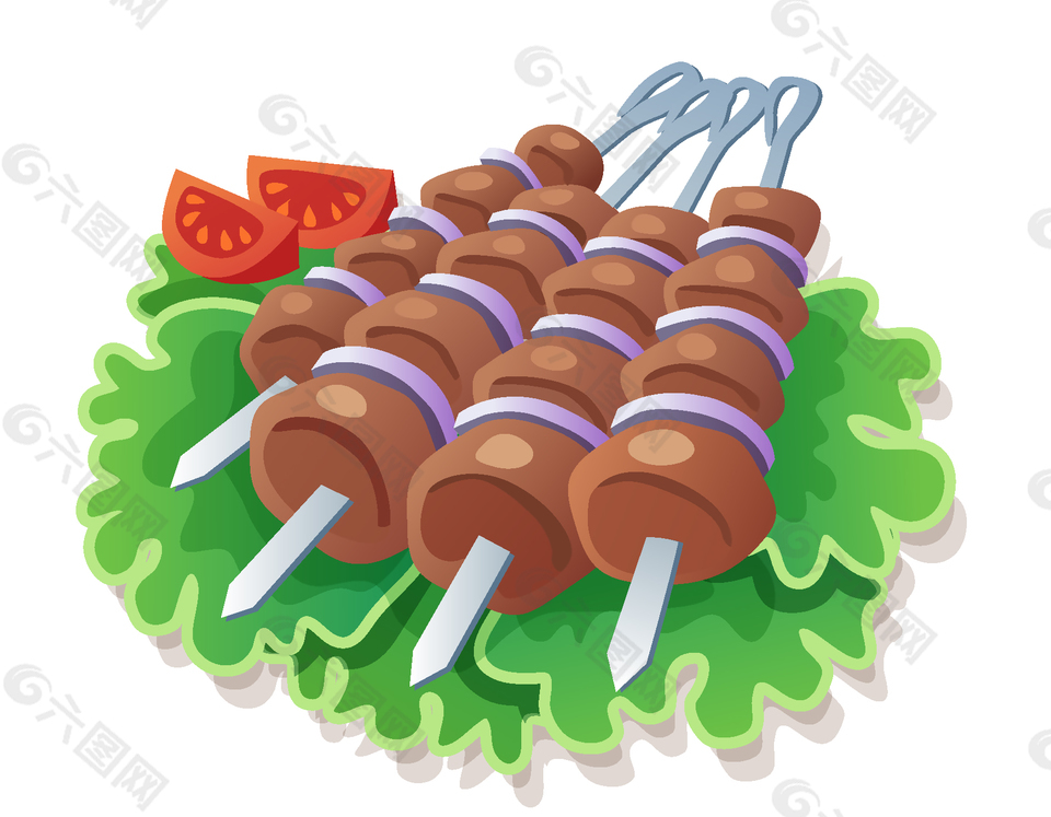 卡通手绘羊肉串矢量元素