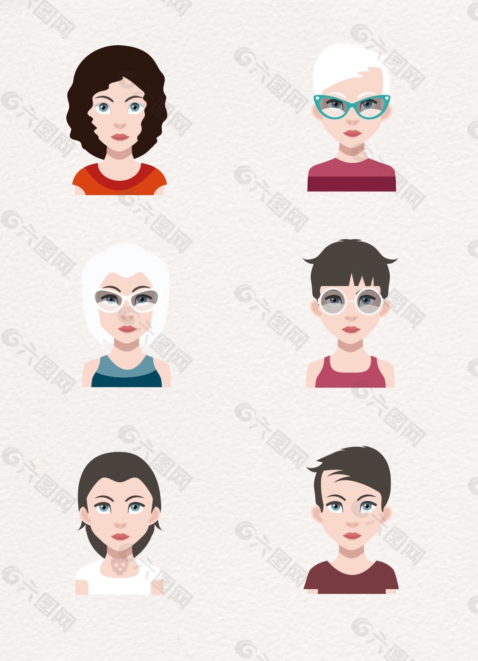 現(xiàn)代簡約卡通人物頭像