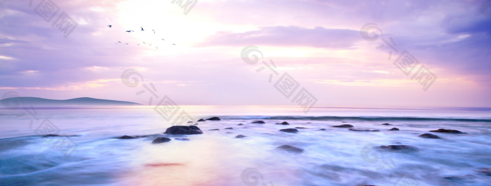 唯美紫色夢(mèng)想大海背景banner