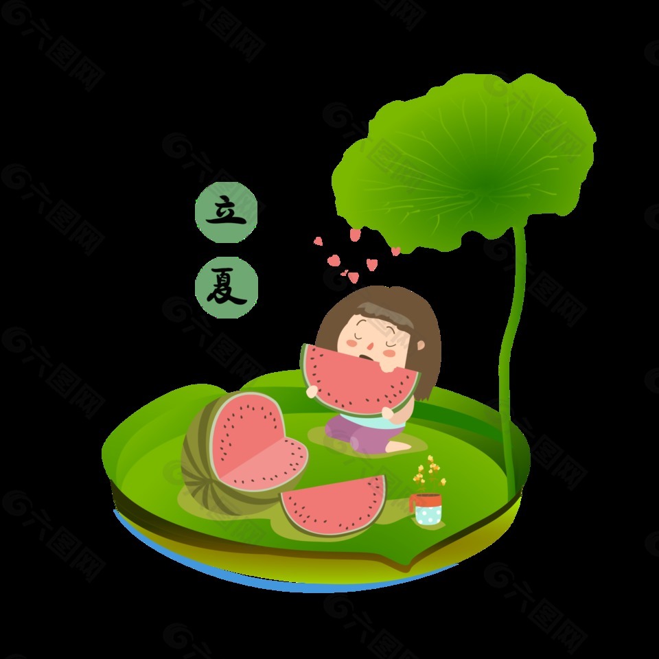 可愛畫風西瓜立夏節氣元素