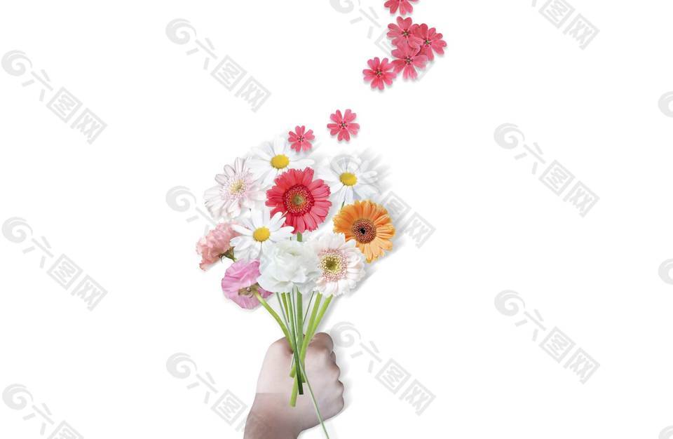 手繪彩色花朵元素
