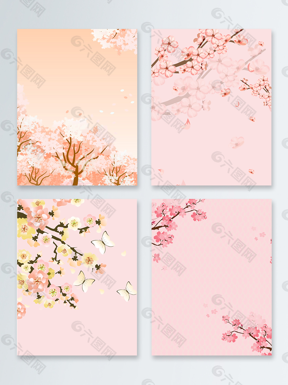 粉色唯美桃花海报背景