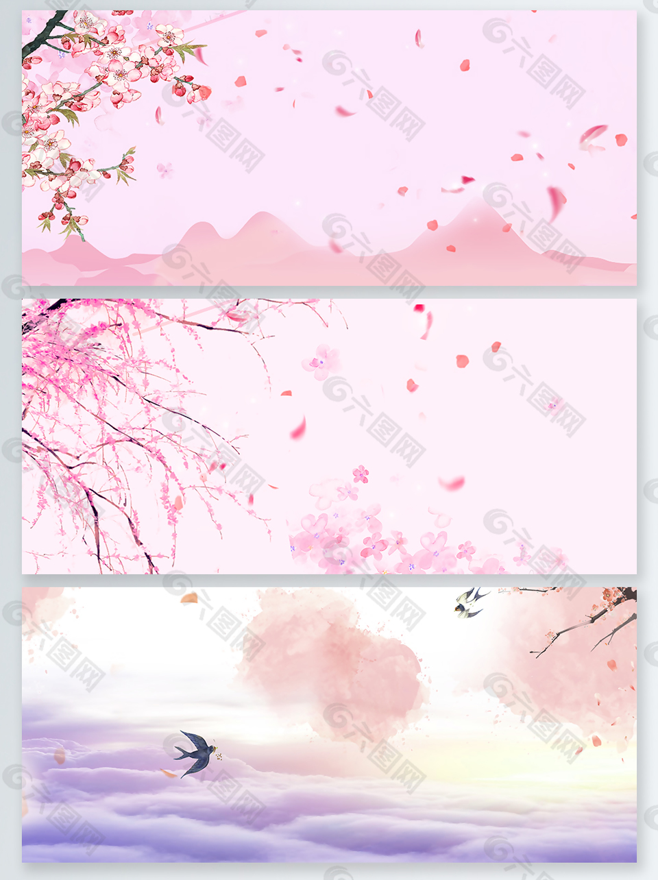 浪漫美麗桃花枝背景