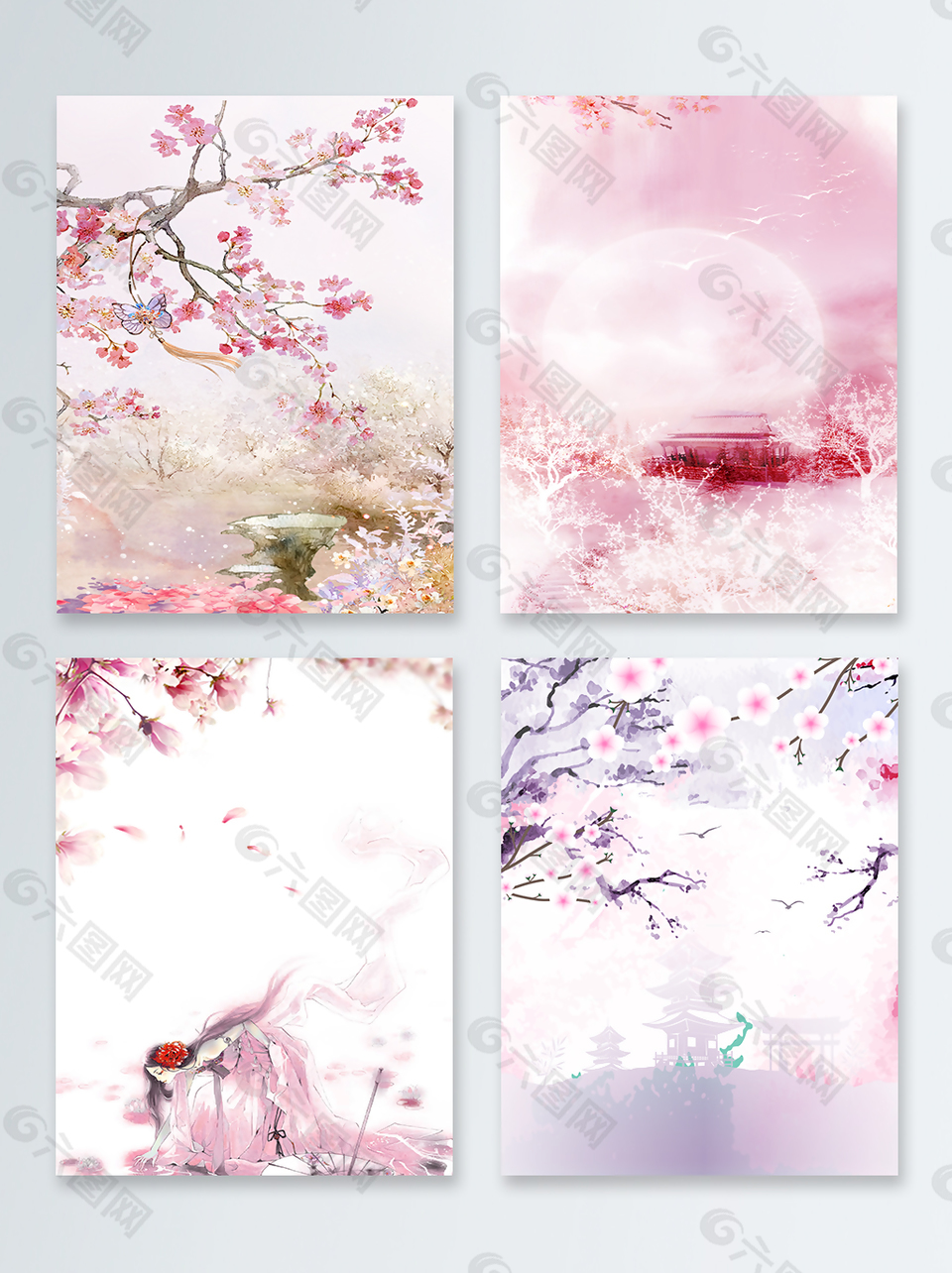 浪漫桃花粉色海報(bào)背景