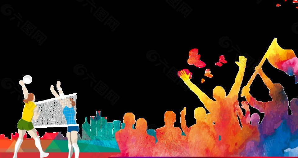 清新彩色街景五四青年節(jié)節(jié)日元素