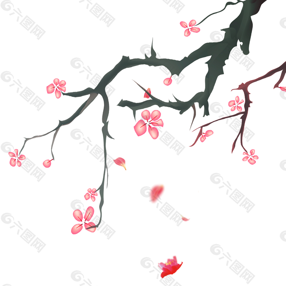 粉色桃花元素