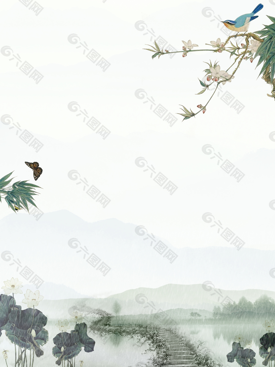 古風(fēng)山水水墨風(fēng)景中國(guó)風(fēng)背景