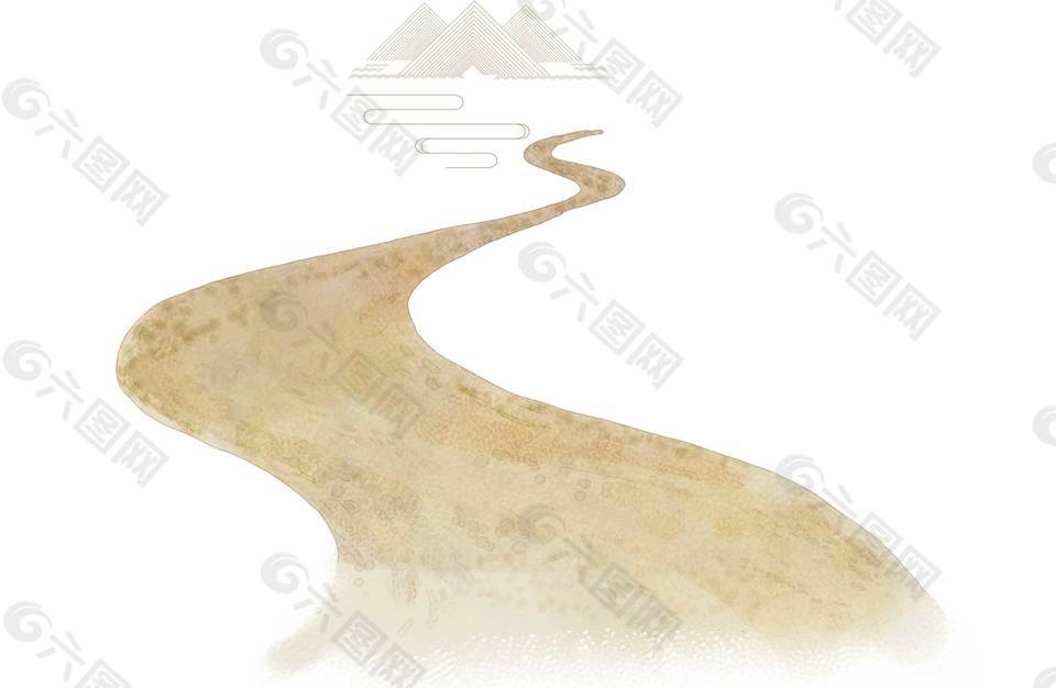 手繪高山遠(yuǎn)路元素