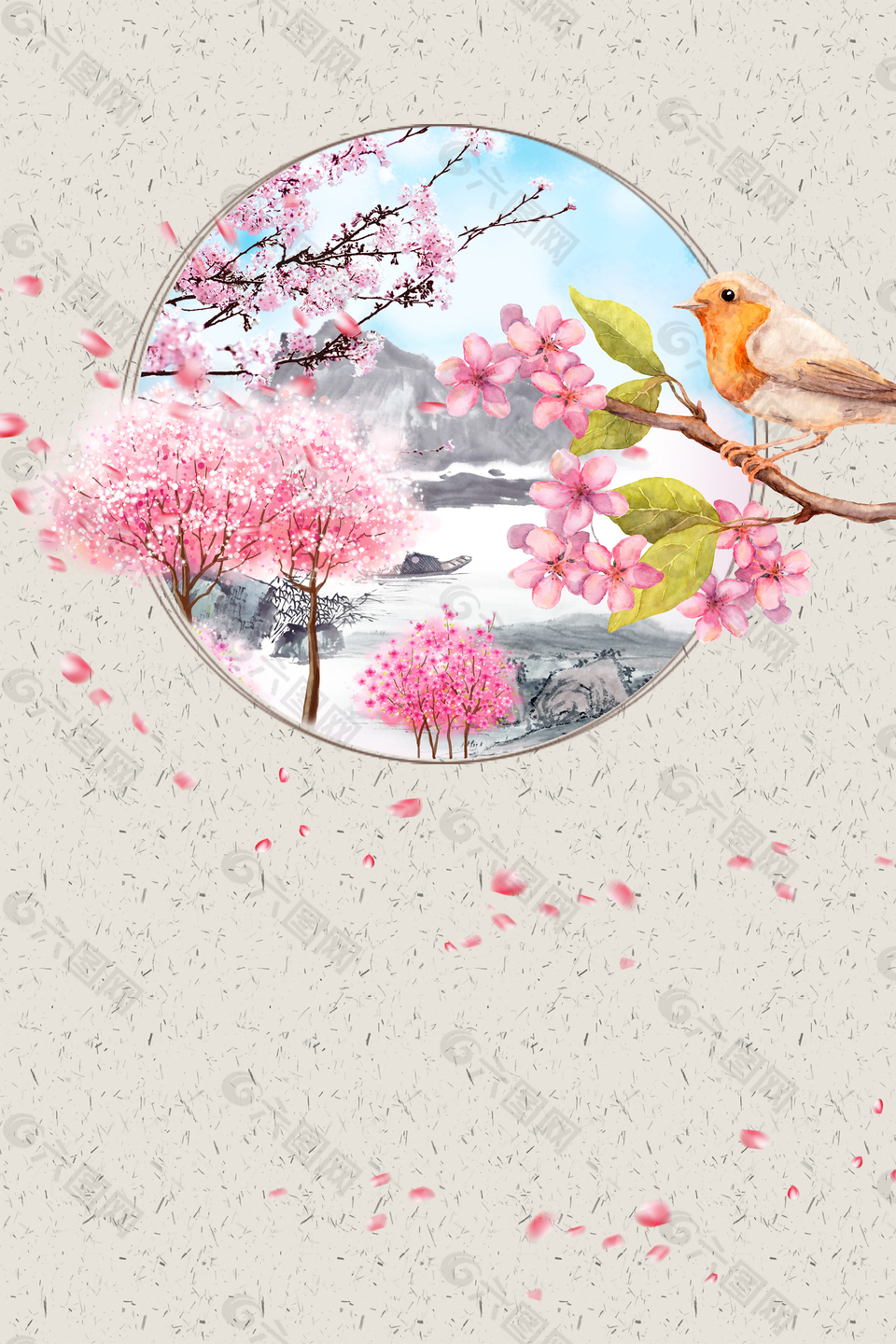 唯美中國風桃花節(jié)宣傳背景