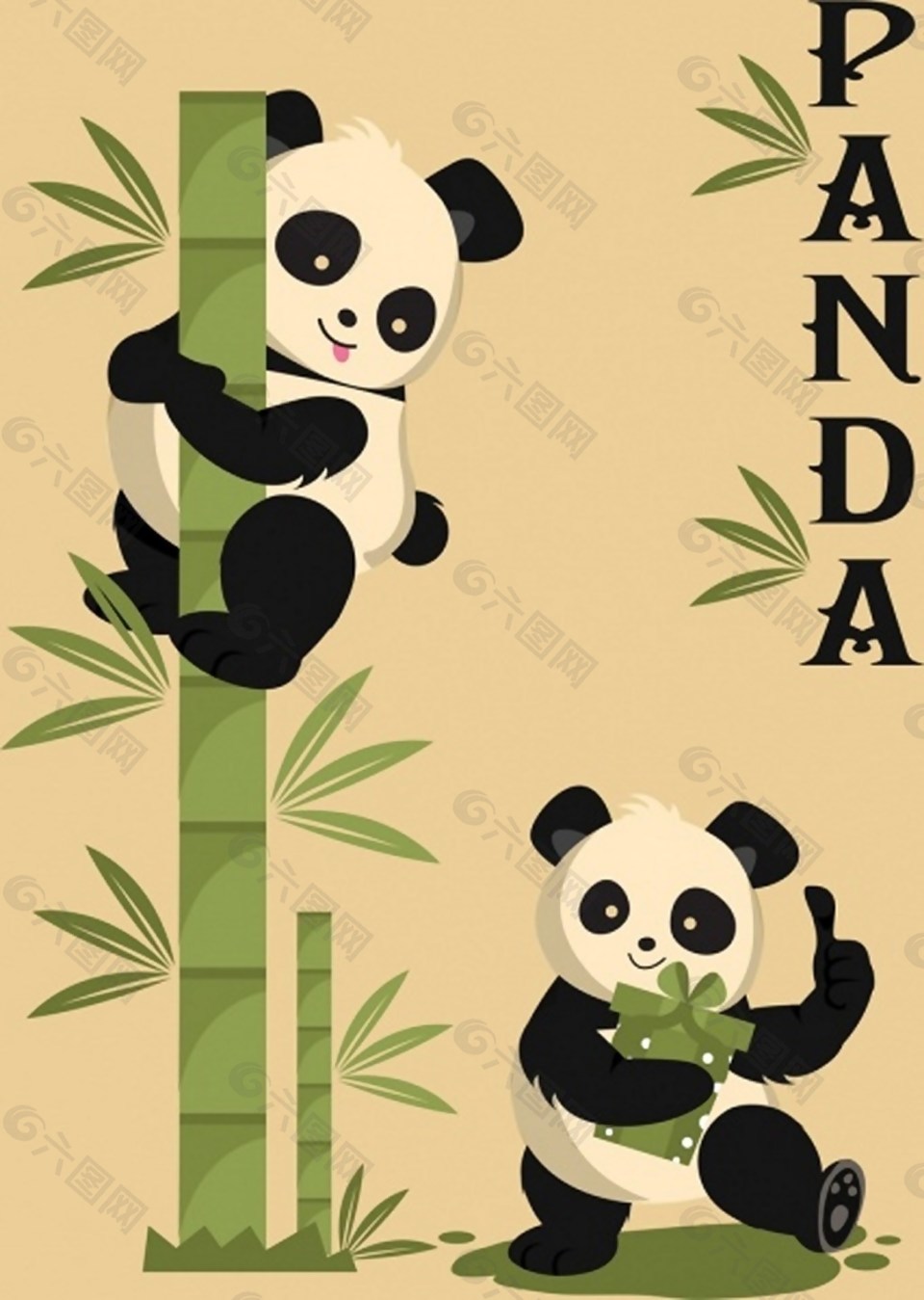 自然綠色竹子熊貓ai矢量素材下載